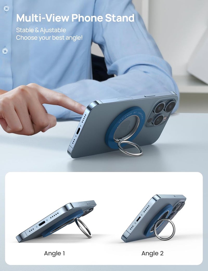 Lamicall Magnetic Phone Ring Grip Holder Compatible for Magsafe, [Upgraded Strong Magnet] Finger Ring Holder, Pop Grip Socket Stand, Mag Safe Kickstand Accessories for iPhone 167Pro Max, Deep Blue - Image 4